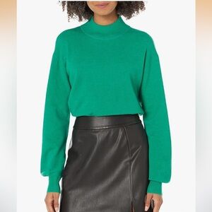 The Drop Women’s Jaclyn Cutout-Back Emerald Green Turtleneck Sweater